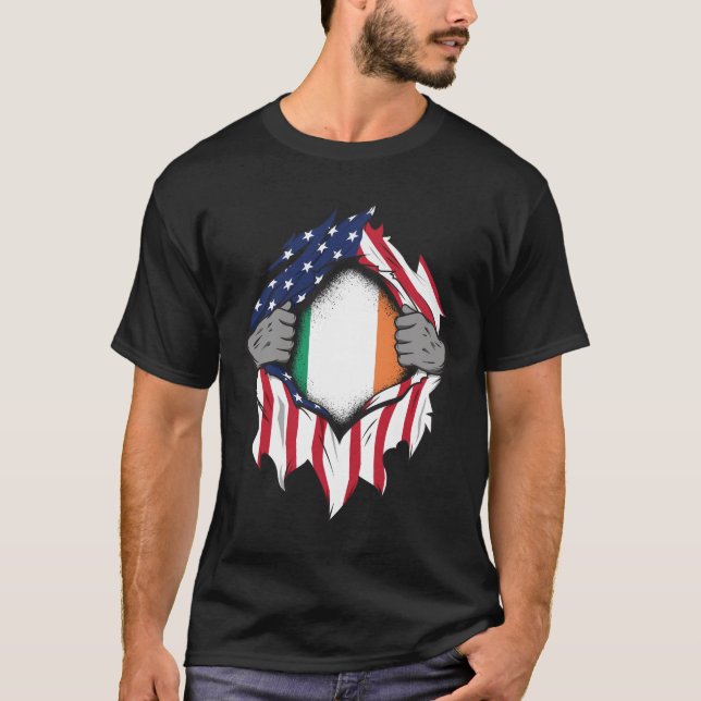 Camiseta Banderas irlandesas norteamericanas arrancan la ba (Anverso)