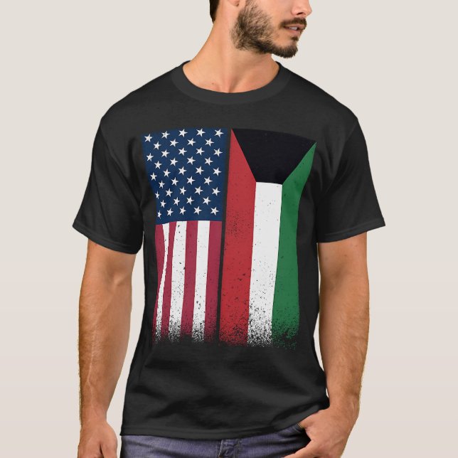Camiseta Banderas kuwaitíes norteamericanas orgullosas de E (Anverso)