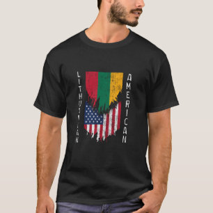 Camiseta Banderas lituanas estadounidenses destrozadas Litu