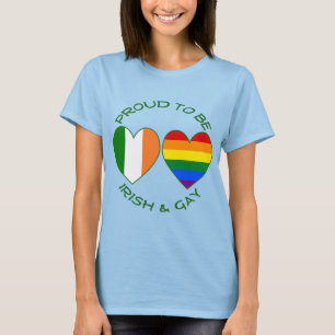 Camiseta Banderas Orgullosas Irlandesas y Corazones Gays Or
