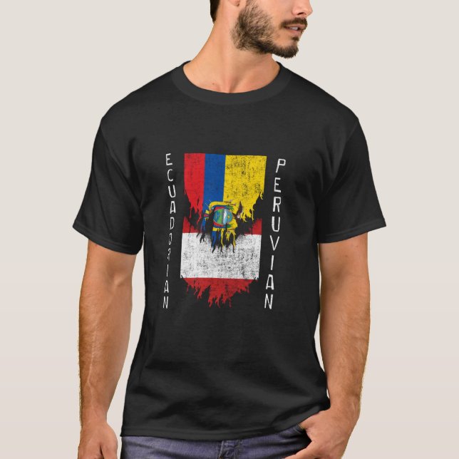 Camiseta Banderas peruanas ecuatorianas arrancaron Ecuador  (Anverso)