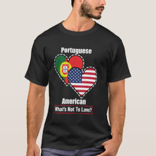 Camiseta Banderas portuguesas estadounidenses de corazón qu