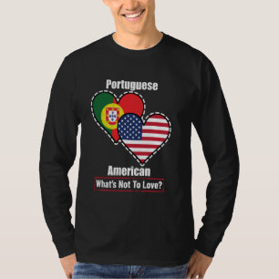 Camiseta Banderas portuguesas estadounidenses de corazón qu