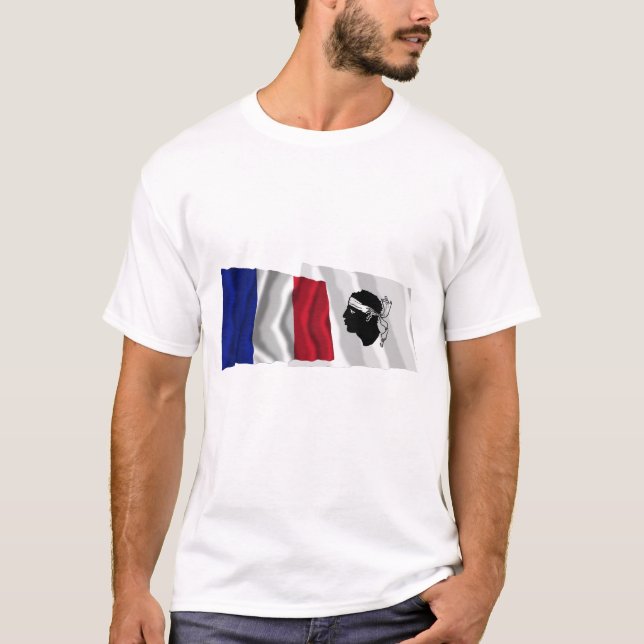 Camiseta Banderas que agitan de Francia y de Corse (Anverso)