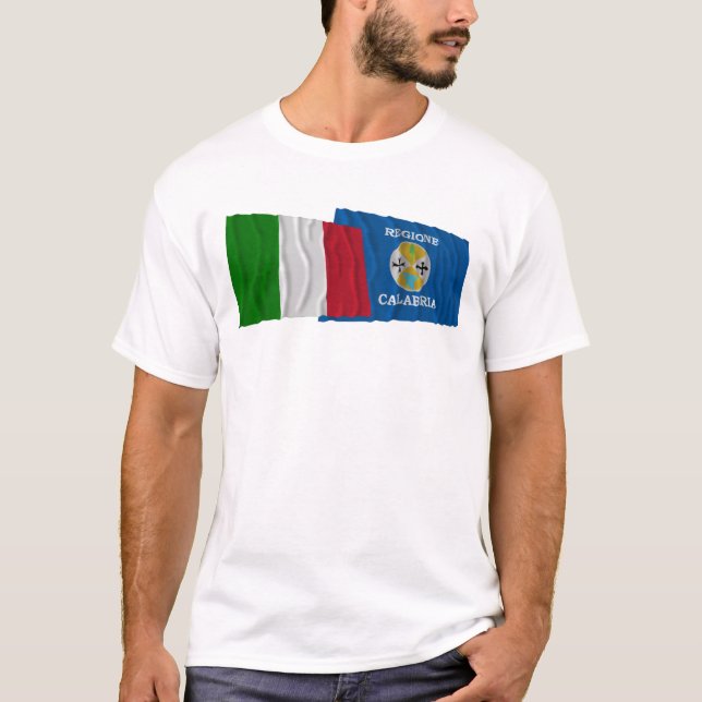 Camiseta Banderas que agitan de Italia y de Calabria (Anverso)