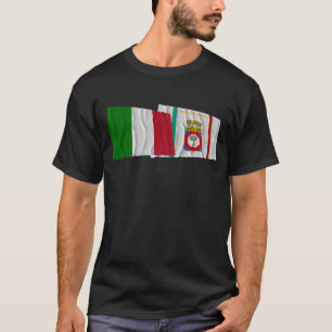 Camiseta Banderas que agitan de Italia y de Puglia