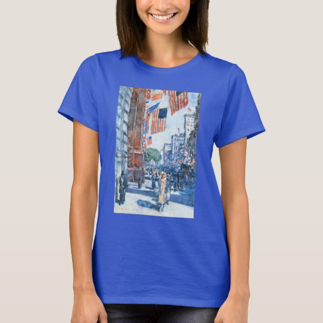 Camiseta Banderas Quinta Avenida de Childe Hassam, Arte de  (Anverso)