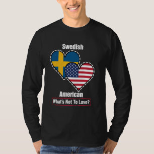 Camiseta Banderas suecas estadounidenses de corazón que no 