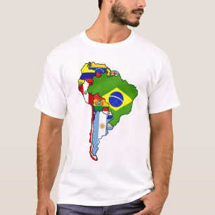 Camiseta Banderas suramericanas del mapa de Suramérica