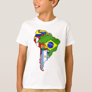Camiseta Banderas suramericanas del mapa de Suramérica