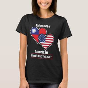 Camiseta Banderas taiwanesas estadounidenses de corazón que