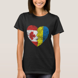 Camiseta Banderas ucranianas canadienses corazón Canadá Ucr