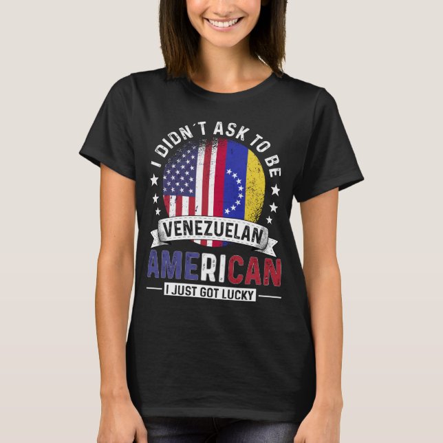 Camiseta Banderas venezolanas norteamericanas enorgullecen  (Anverso)
