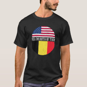 Camiseta Banderas Vintage de Estados Unidos y Bélgica Sí, s