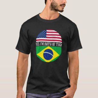Camiseta Banderas Vintage de Estados Unidos y Brasil Sí, lo