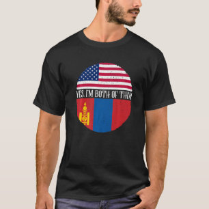 Camiseta Banderas Vintage de Estados Unidos y Mongolia Sí,