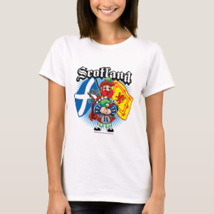 Camiseta Banderas y gaitero de Escocia