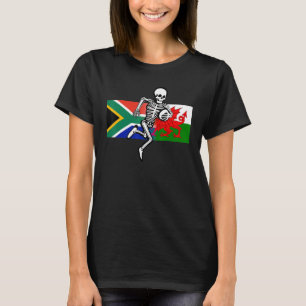 Camiseta Banderas y huesos de Gales SA y de apoyo al rugby
