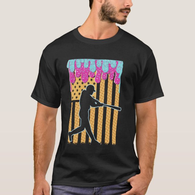 Camiseta Bañera de béisbol Boys Helado Bandera Americana 4ª (Anverso)