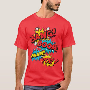 Camiseta Bang Boom Pow Wham Burbujas de Cómic