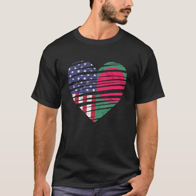 Camiseta Bangladesh American Grown Heart USA Patriot Herita (Anverso)