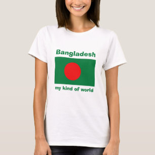 Camiseta Bangladesh Bandera + Mapa + Texto