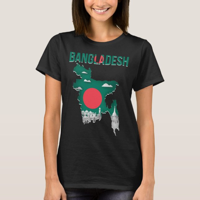 Camiseta Bangladeshi  Bangladesh Country Map Flag (Anverso)