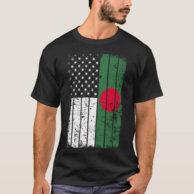 Camiseta bangladesí-estadounidense de bandera - Ba (Anverso)