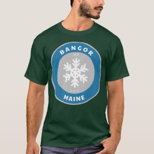 Camiseta Bangor Maine ME Winter Snow Snowflake Badge Souven