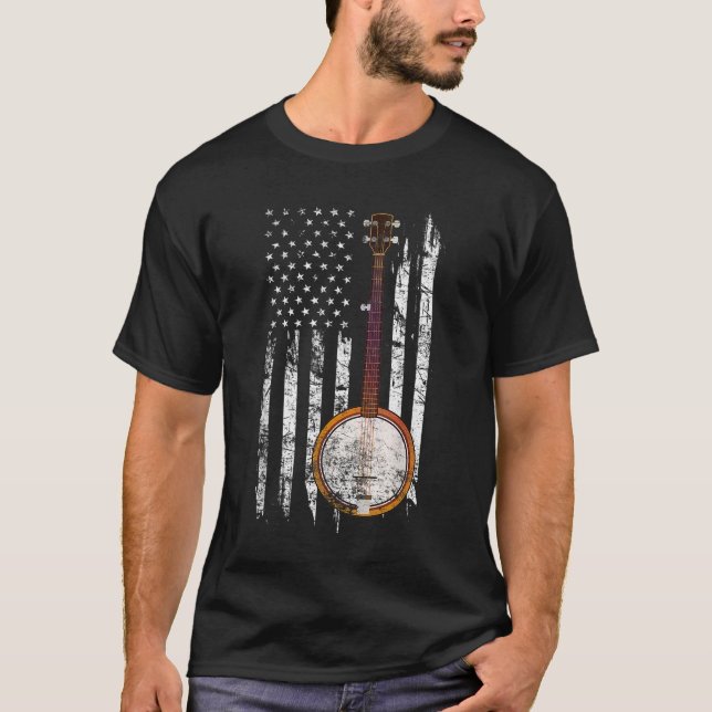 Camiseta Banjo azul - Bandera estadounidense (Anverso)