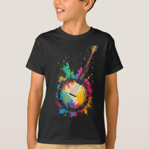 Camiseta Banjo bluegrass colorido salpicaduras de color mús