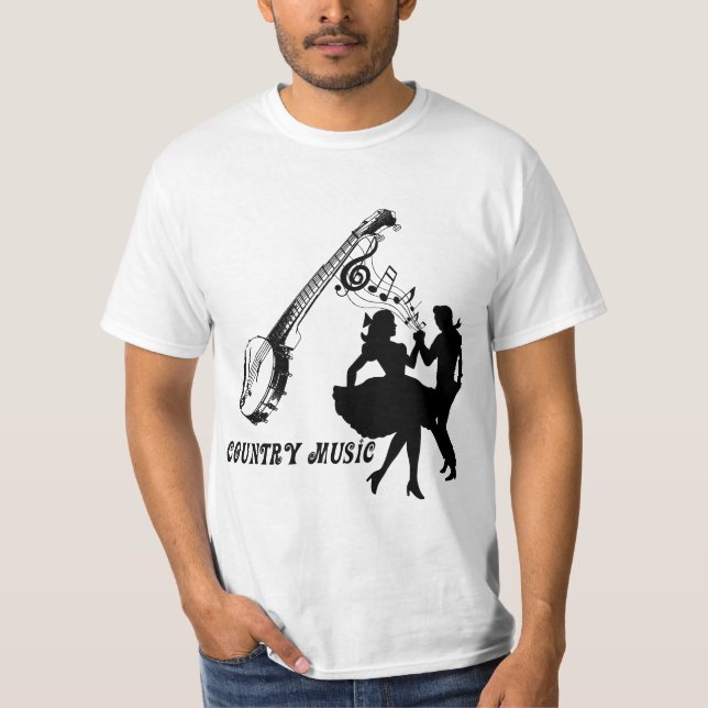 Camiseta Banjo de música country Square Dancers Silhouette  (Anverso)