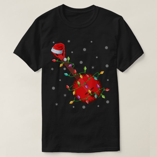 Camiseta Banjo Music Lover Xmas enciende Santa Banjo Christ (Diseño del anverso)