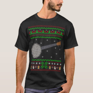 Camiseta Banjo Music Lover Xmas Iluminando Santa Ugly Banjo