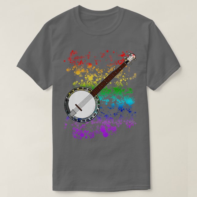 Camiseta Banjo: Músico folclórico color arcoiris (Diseño del anverso)