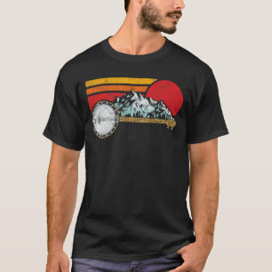 Camiseta Banjo Retro Montañas Sol Boceto Estilo Surf 80 fa