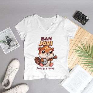 Camiseta Banjovi Cute Beaver Jugando Banjo