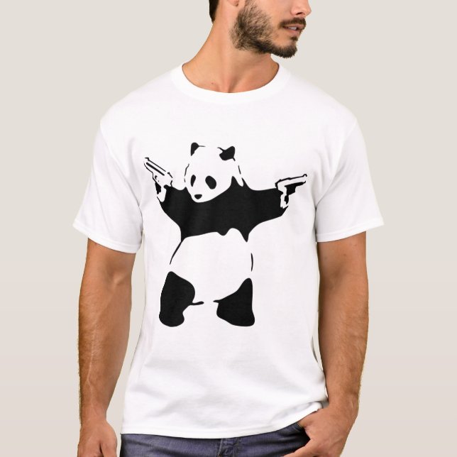 Camiseta Banksy Panda Con Pistolas (Anverso)