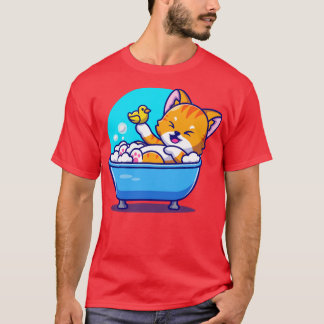 Camiseta Baño De Gato En La Bañera Con Juguetes De Pato