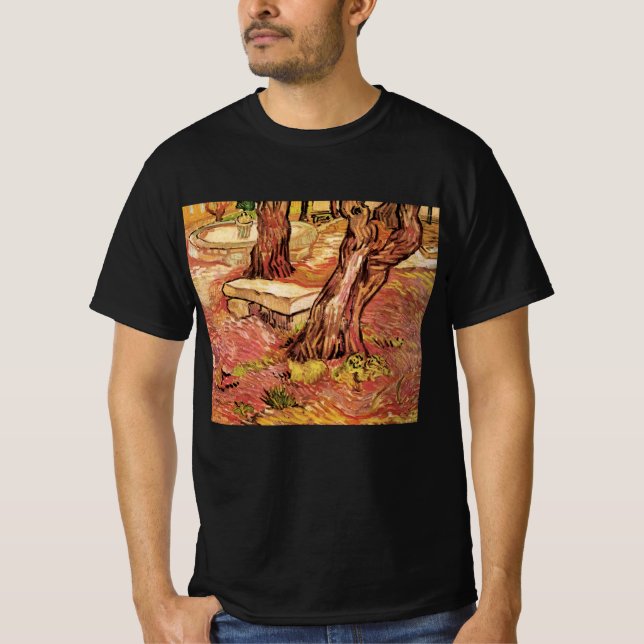 Camiseta Baño de piedra Van Gogh en el jardín, hospital St  (Anverso)