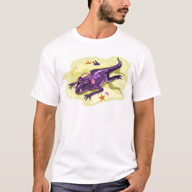 Camiseta Baño de sol con auriculares Anteosauro. (Anverso)