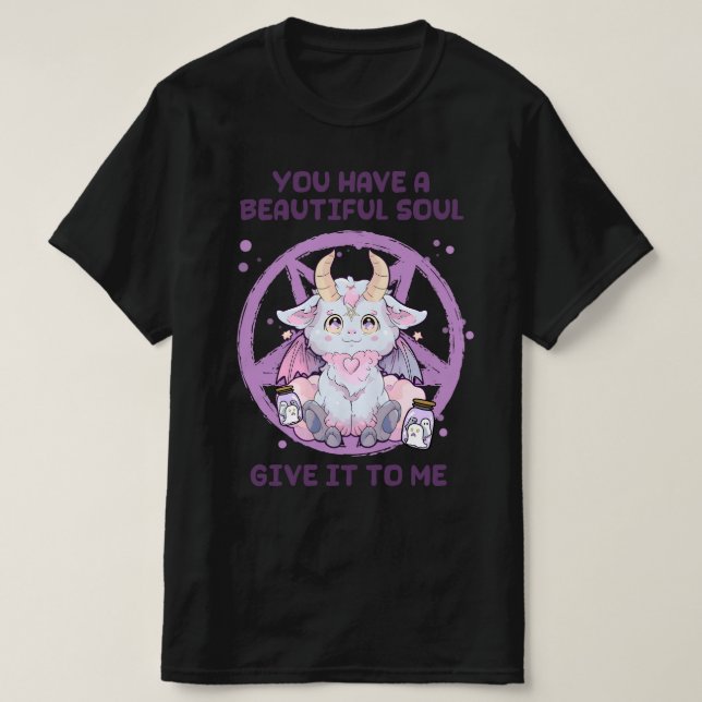 Camiseta Baphomet Dame Tu Alma Cute Kawaii (Diseño del anverso)
