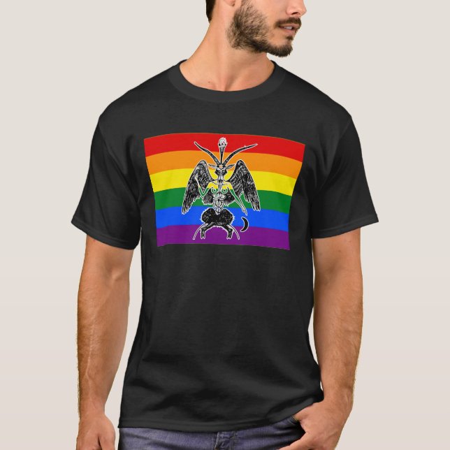 Camiseta Baphomet del Orgullo LGBTQIA+ (Anverso)