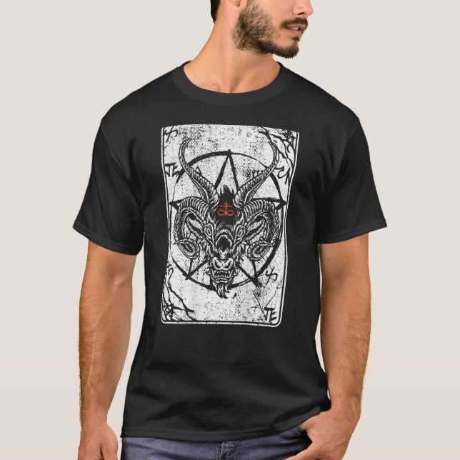 Camiseta Baphomet Estampado Atrás Satanás Anticristo Luzife (Anverso)