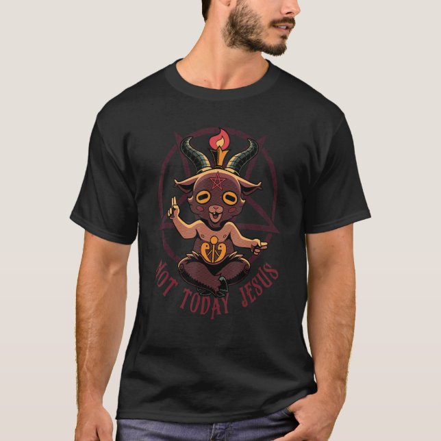 Camiseta Baphomet No Hoy Jesús Esotérico Cute Satánico Goa (Anverso)