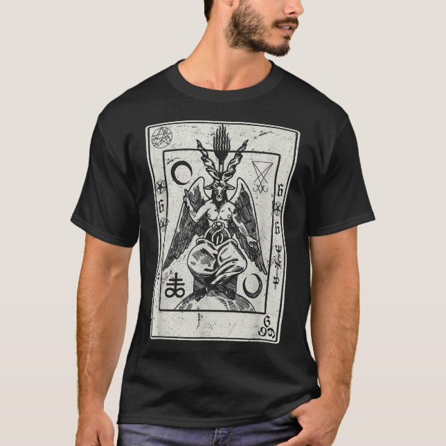 Camiseta Baphomet Occult Satan Cabeza de cabra Devil Tarot  (Anverso)