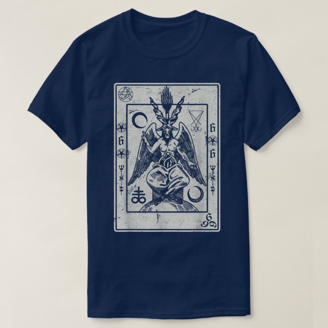 Camiseta Baphomet Occult Satan Cabeza de cabra Devil Tarot  (Diseño del anverso)
