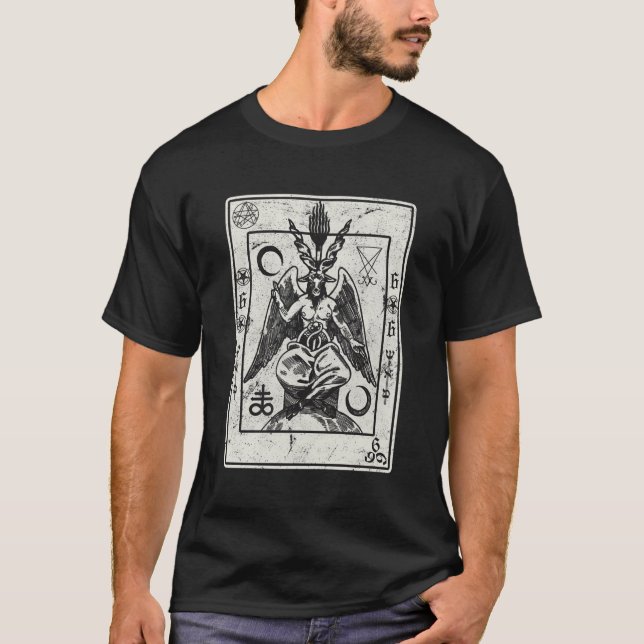 Camiseta Baphomet Occult Satan Cabeza de cabra Devil Tarot  (Anverso)