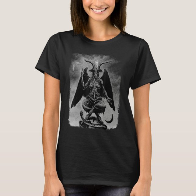 Camiseta Baphomet Occult Satanic Gothic Satan Goat Head 666 (Anverso)