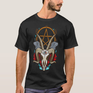 Camiseta Baphomet Satanic Goat Ram Head Lucifer Eye Hallowe